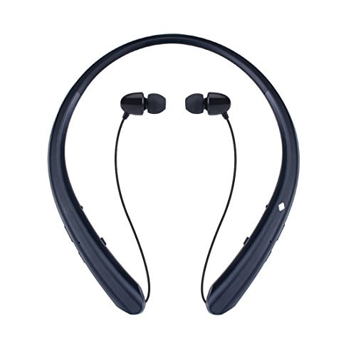 Bluetooth Headphones Retractable Earbuds Neckband Wireless Headset Sport Sweatproof Noise Cancelling Earphones with Mic for iPhone Android Cellphone (15 Hours Play Time, Black)