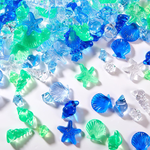 240 Pcs Mini Acrylic Starfish for Crafting Acrylic Sea Shells Conch Ice Rocks Crystals Gem Starfish Decor for Beach Theme Party Vase Filler Table Scatter Aquarium Fish Tank Fountain Wedding