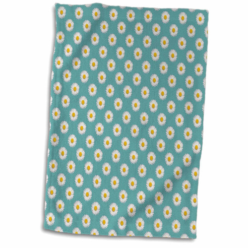 3dRose Common White Daisy Polka Dot Pattern On Teal Blue - Towels (twl-355954-1)