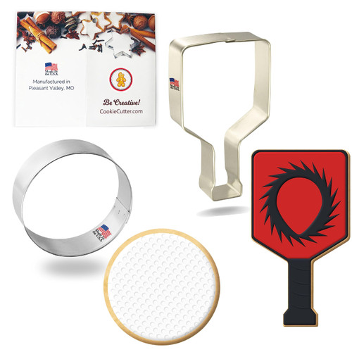Foose Cookie Cutters Pickle Ball Cookie Cutter 2 Piece Set, Pickle Ball 4 in, Ball 2.5 in, Tin Plate Steel, USA Made Foose Cookie Cutters Pickle Ball Cookie Cutter 2 Piece Set, Pickle Ball 4 in, Ball 2.5 in, Tin Plate Steel, USA Made