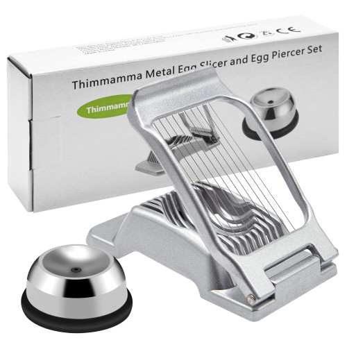 Egg Slicer for Hard Boiled Eggs Heavy Duty, Egg Cutter with Egg Piercer for Boiled Eggs Dishwasher Safe, Stainless Steel Wire Aluminium Cutter Slicer Strawberry Slicer for Soft Fruit Mushroom Kitchen