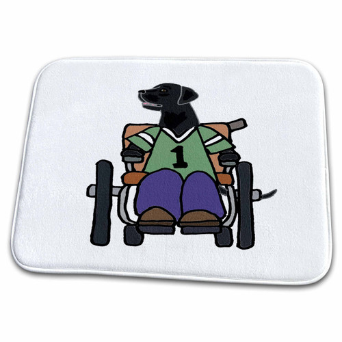 3dRose Funny Cute Black Lab Dog in Wheelchair Handicapped Cartoon - Dish Drying Mats (ddm-307670-1) 3dRose Funny Cute Black Lab Dog in Wheelchair Handicapped Cartoon - Dish Drying Mats (ddm-307670-1)