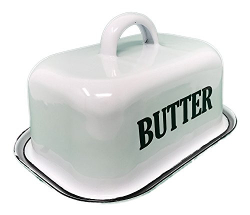 Your Heart's Delight Your White Enamelware Butter Dish, Multicolor