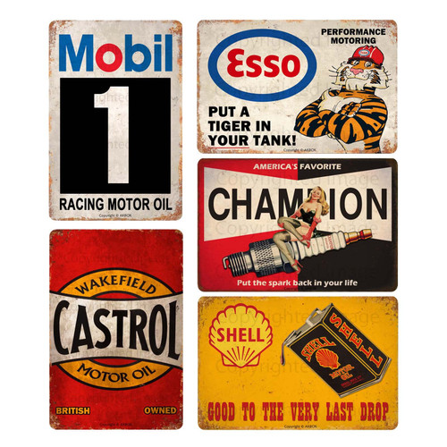 Vintage Tin Signs Auto Motorcycle Gasoline Metal Poster Garage Shop Man Cave Bar Home Wall Decoration 5PCS 20X30CM