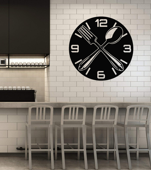 Vinyl Wall Decal Clock Time Restaurant Food Dining Room Cafe Stickers Mural Large Decor (g3435) Black Vinyl Wall Decal Clock Time Restaurant Food Dining Room Cafe Stickers Mural Large Decor (g3435) Black