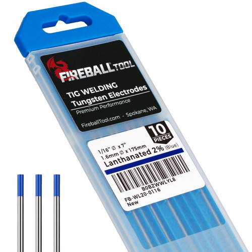 Fireball Tool, Tig Welding Electrode, 10pc Kit, Blue - 2% Lanthanated Tungsten (WL20/EWLa-2), 1/16" Fireball Tool, Tig Welding Electrode, 10pc Kit, Blue - 2% Lanthanated Tungsten (WL20/EWLa-2), 1/16"