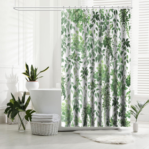 Amaredom Greenleaf Shower Curtain for Bathroom, Colorful Leaves Curtain Bathroom Decoration, Shower Curtain Set with Curtain Hooks