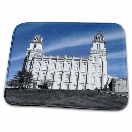 3dRose The Manti Temple unsaturated with just blue sky and clouds - Dish Drying Mats (ddm-255934-1)
