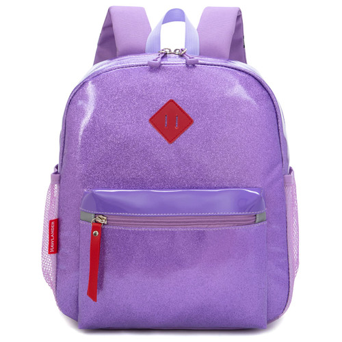 HawLander Preschool Backpack for Toddler Girls, Kids School Bag, Ages 3 to 7 years old, Mini, Glitter Purple