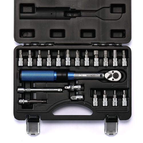 CASOMAN 1/4-inch Drive Click Torque Wrench Set, Dual-Direction Adjustable, 72-Tooth, Torque Wrench with Buckle (20-200IN.LB/ 2.26-22.6Nm) CASOMAN 1/4-inch Drive Click Torque Wrench Set, Dual-Direction Adjustable, 72-Tooth, Torque Wrench with Buckle (20-200IN.LB/ 2.26-22.6Nm)