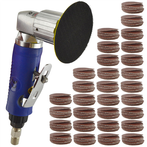 2" Air Angle Sander Grinder Polisher And 300 Pack 40 120 240 Grit Hook/Loop Pads