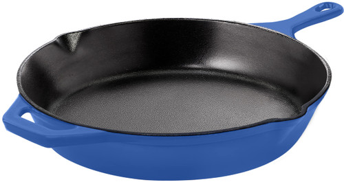 Utopia Kitchen - Saute Fry Pan - Chefs Pan, Pre-Seasoned Cast Iron Skillet - 12 Inch Nonstick Frying Pan - Safe Grill Cookware for indoor & Outdoor Use - Cast Iron Pan (Blue)
