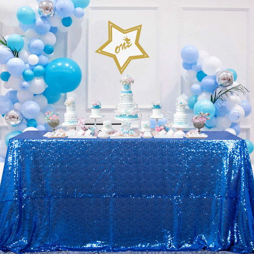 Royal Blue Sequin Tablecloth 90x132-Inch Blue Rectangle Tablecloth Sequin Fabric Tablecloth Cover 6FT for Birthday Party Table Linen Washable Table Overlay Royal Blue Sequin Tablecloth 90x132-Inch Blue Rectangle Tablecloth Sequin Fabric Tablecloth Cover 6FT for Birthday Party Table Linen Washable Table Overlay
