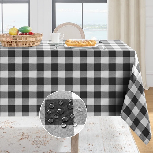 Softalker Gingham Checkered Rectangle Tablecloth - Waterproof Buffalo Plaid Table Cloth Stain Resistant Washable Polyester Table Cover for Holiday/Dining/Party - Black and White, 60 x 84 Inch Softalker Gingham Checkered Rectangle Tablecloth - Waterproof Buffalo Plaid Table Cloth Stain Resistant Washable Polyester Table Cover for Holiday/Dining/Party - Black and White, 60 x 84 Inch