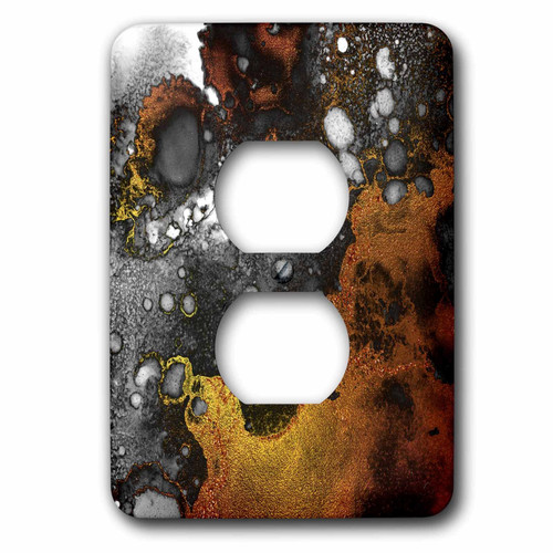 3dRose lsp_282977_6 Black Watercolor Ink Wash With Faux Gold Plug Outlet Cover