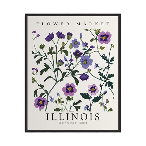 Illinois Art Print, Illinois Poster Wall art Decor, Illinois State Map Travel Poster, Home Office Wall Decoration, Bedroom, Living Room Artwork. (Illinois A, 11x14 inches (Unframed))