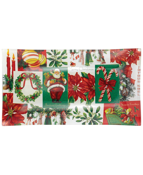 Martha Stewart Collection Holiday Vintage Paper Glass Serving Tray Martha Stewart Collection Holiday Vintage Paper Glass Serving Tray