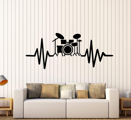 Vinyl Wall Decal Drum Kit for Drummer Musician Music Lover Stickers Large Decor (2919ig) Black Vinyl Wall Decal Drum Kit for Drummer Musician Music Lover Stickers Large Decor (2919ig) Black