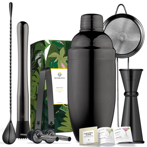 Homestia 8 Pcs Cocktail Shaker Set Stainless Steel Black Martini Shaker Set, 24oz Drink Shakers Cocktail Set Shakers Bartending Drink Mixer Kit, Margarita Kit Cocktail Mixer Set Bar Kits for Bartender Homestia 8 Pcs Cocktail Shaker Set Stainless Steel Black Martini Shaker Set, 24oz Drink Shakers Cocktail Set Shakers Bartending Drink Mixer Kit, Margarita Kit Cocktail Mixer Set Bar Kits for Bartender