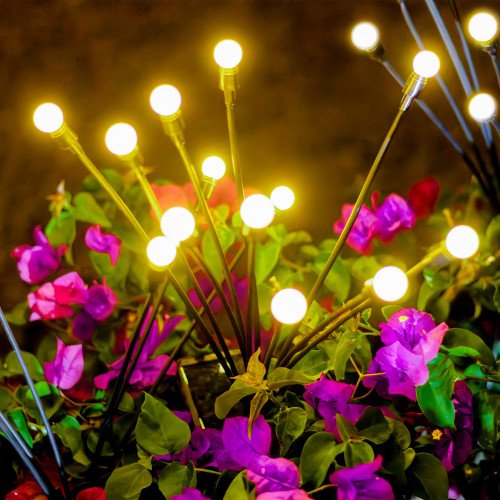 Alfanite 4 Pack 10 LED Solar Garden Lights - Solar Swaying Light, Sway by Wind, Solar Outdoor Lights, Outdoor Firefly Lights for Yard Patio Pathway Decoration, Warm White