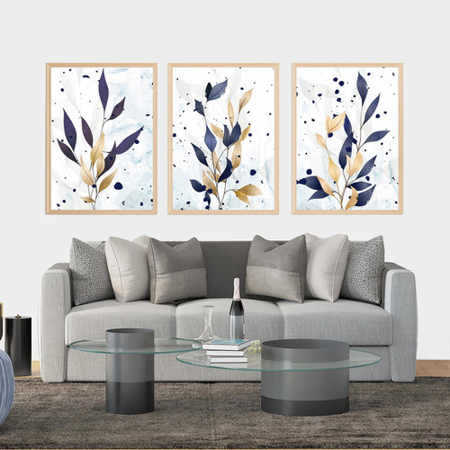 Abstract Leaves Canvas Painting?Blue and Gold Plants Prints Navy Wall Art Pictures Nordic Poster for Living Room Decor 60x80cm3pcs Frameless Abstract Leaves Canvas Painting?Blue and Gold Plants Prints Navy Wall Art Pictures Nordic Poster for Living Room Decor 60x80cm3pcs Frameless