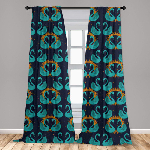 Ambesonne Swan Curtains, Abstract Pattern of Long Necked Aquatic Birds Sun and Stars, Window Treatments 2 Panel Set for Living Room Bedroom, Pair of - 28" x 95", Blue Teal Ambesonne Swan Curtains, Abstract Pattern of Long Necked Aquatic Birds Sun and Stars, Window Treatments 2 Panel Set for Living Room Bedroom, Pair of - 28" x 95", Blue Teal