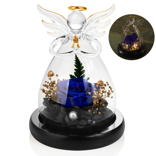 Fadoryou Christmas Birthday Gifts for Mom Grandma, Preserved Real Rose, Angel Figurines Gifts for Women w/Hidden LED Light, Rose Flower Gifts for Her for Mothers Day, Valentines, Anniversary (Blue) Fadoryou Christmas Birthday Gifts for Mom Grandma, Preserved Real Rose, Angel Figurines Gifts for Women w/Hidden LED Light, Rose Flower Gifts for Her for Mothers Day, Valentines, Anniversary (Blue)