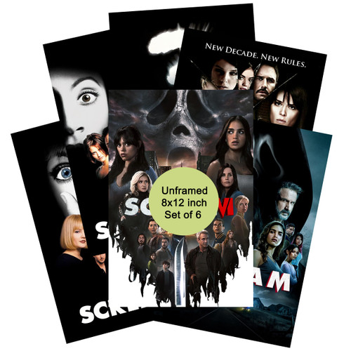 Horror Movie Poster Scream Set of 6 Poster 90s Canvas Wall Art Room Aesthetic Decor Posters 08x12inch(20x30cm)-6pcs