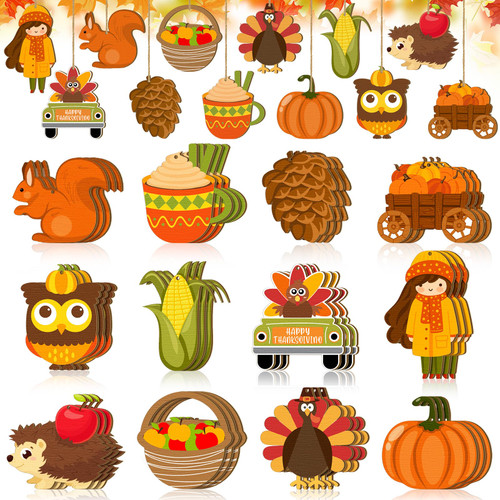 36 Pcs Fall Wood Ornaments Thanksgiving Decor for Tree Hello Fall Harvest Hanging Ornament Vintage Autumn Pumpkin Gnome Leaf Truck Wood Cutouts with Rope for Home Christmas Tree Holiday (Thanksgiving) 36 Pcs Fall Wood Ornaments Thanksgiving Decor for Tree Hello Fall Harvest Hanging Ornament Vintage Autumn Pumpkin Gnome Leaf Truck Wood Cutouts with Rope for Home Christmas Tree Holiday (Thanksgiving)