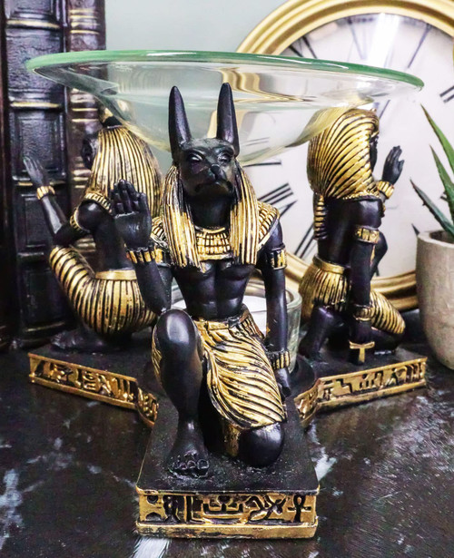 Ebros Gift Ancient Egyptian Gods Horus Anubis and Pharaoh Kneeling On Hieroglyphic Pedestal Candle Heat Oil Burner Tart Warmer Aroma Scent Figurine Home Fragrance Decorative Aromatherapy Accessory Ebros Gift Ancient Egyptian Gods Horus Anubis and Pharaoh Kneeling On Hieroglyphic Pedestal Candle Heat Oil Burner Tart Warmer Aroma Scent Figurine Home Fragrance Decorative Aromatherapy Accessory
