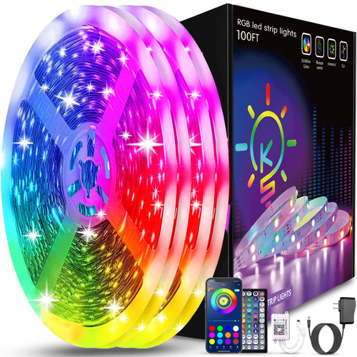 Keepsmile 100ft Led Strip Lights (2 Rolls of 50ft) Bluetooth Smart App Control Music Sync Color Changing RGB Led Light Strip with Remote,Led Lights for Bedroom Room Home Decor Party Festival Keepsmile 100ft Led Strip Lights (2 Rolls of 50ft) Bluetooth Smart App Control Music Sync Color Changing RGB Led Light Strip with Remote,Led Lights for Bedroom Room Home Decor Party Festival