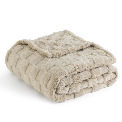 Bedsure Fleece Throw Blanket for Couch - Super Soft Cozy Blankets for Women, Cute Small Blanket for Girls, 50x60 Inches Light Brown