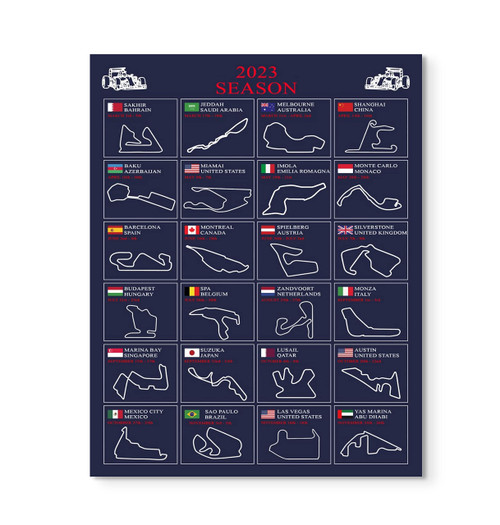 PICTURE THIS PRINTS 2023 formula 1 Circuit Poster, f1 wall art, racetrack art, f1 poster, formula 1 poster, f1 racing gifts, gifts for the car enthusiast Set of 1 (11 inches by 14 inches)