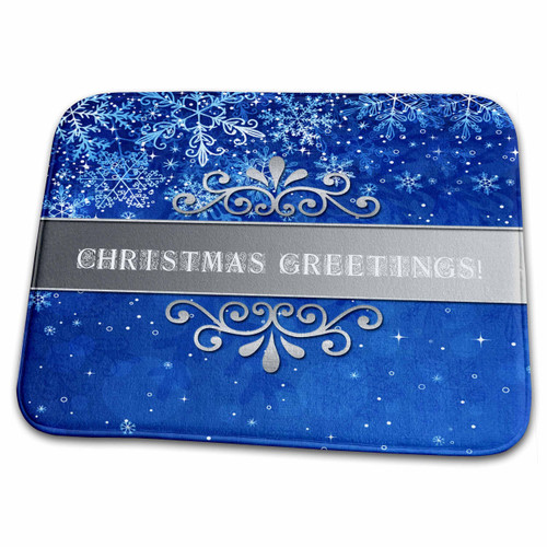 3dRose Snowflakes in Blues, Christmas Greetings - Bathroom Bath Rug Mats (rug-202262-1)
