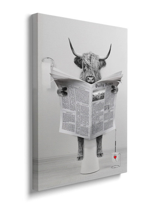 Funny Highland Cow Canvas Wall Art - Black And White Bathroom Cow Pictures Wall Decor - Humor Animals Prints Rustic Farmhouse Style Framed Wall Artwork Ready To Hang (16x24 INCH) Funny Highland Cow Canvas Wall Art - Black And White Bathroom Cow Pictures Wall Decor - Humor Animals Prints Rustic Farmhouse Style Framed Wall Artwork Ready To Hang (16x24 INCH)