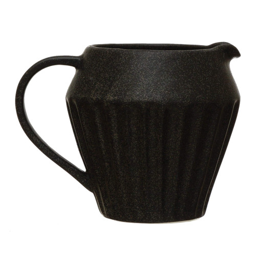 Creative Co-Op 14 oz. Stoneware, Reactive Glaze, Matte Black Finish Pitcher, 4.5"
