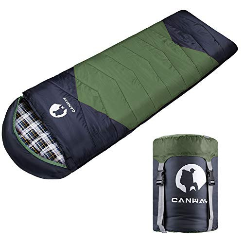 CANWAY Sleeping Bag with Compression Sack, Lightweight and Waterproof for Warm & Cold Weather, Comfort for 4 Seasons Camping/Traveling/Hiking/Backpacking, Adults & Kids (z-Green-Flannel) CANWAY Sleeping Bag with Compression Sack, Lightweight and Waterproof for Warm & Cold Weather, Comfort for 4 Seasons Camping/Traveling/Hiking/Backpacking, Adults & Kids (z-Green-Flannel)