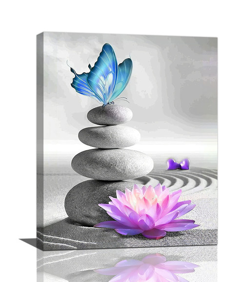 Zen Stone Wall Decor Butterfly Lotus Pictures Wall Art Life Spiritual Canvas Print Zen Meditation Painting Framed Home Artwork For Office Bathroom Yoga Room 12"x16" Zen Stone Wall Decor Butterfly Lotus Pictures Wall Art Life Spiritual Canvas Print Zen Meditation Painting Framed Home Artwork For Office Bathroom Yoga Room 12"x16"