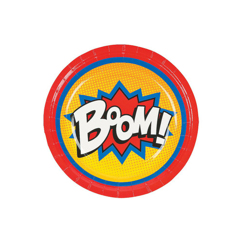 Fun Express - Superhero Dessert Plates for Birthday - Party Supplies - Print Tableware - Print Plates & Bowls - Birthday - 8 Pieces