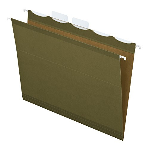 Pendaflex Ready-Tab Reinforced Hanging File Folders, Letter Size, Standard Green, 5 Tab, 20/BX (42890)