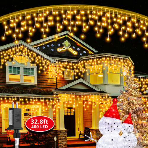 New 2023 Christmas Icicle Lights Outdoor,400 LED 32.8ft 8 Modes Fairy Starry Hanging Icicle Lights with 64 Drops,Led Christmas Twinkle Lights for Holiday,Party,Eaves,Indoor Xmas Tree Decorations New 2023 Christmas Icicle Lights Outdoor,400 LED 32.8ft 8 Modes Fairy Starry Hanging Icicle Lights with 64 Drops,Led Christmas Twinkle Lights for Holiday,Party,Eaves,Indoor Xmas Tree Decorations