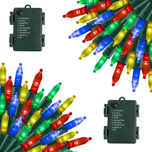 2 Pack Battery Operated Christmas Lights, 50 LED 16FT Christmas Lights Outdoor, Waterproof Mini String Lights with 8 Modes, Christmas Decorations for Indoor Patio Garden Party Decor (Multi-Colored)