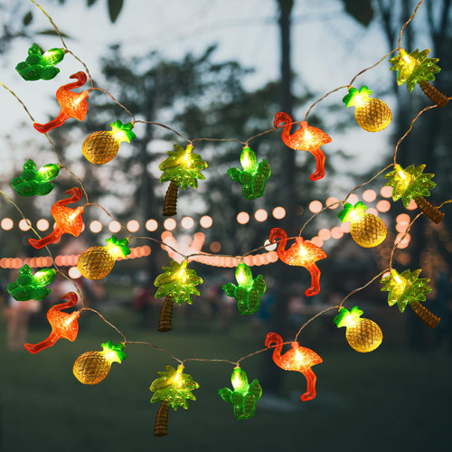 Retisee Summer String Lights 9.84 ft Hawaiian LED Patio Lights with Battery Operated Tropical Waterproof Flamingo Coconut Tree Cactus Pineapple String Lights for Summer Home Outdoor Indoor Party Retisee Summer String Lights 9.84 ft Hawaiian LED Patio Lights with Battery Operated Tropical Waterproof Flamingo Coconut Tree Cactus Pineapple String Lights for Summer Home Outdoor Indoor Party