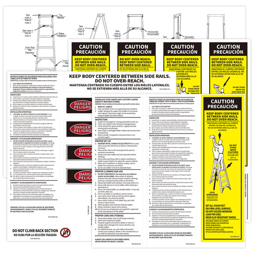 GRONGU Step Ladder Safety Labels Stickers Compatible with Werner Fiberglass Stepladder Label Kits, Ladder Weight Stickers Replacement for Werner Ladder Labels (Pack of 8)