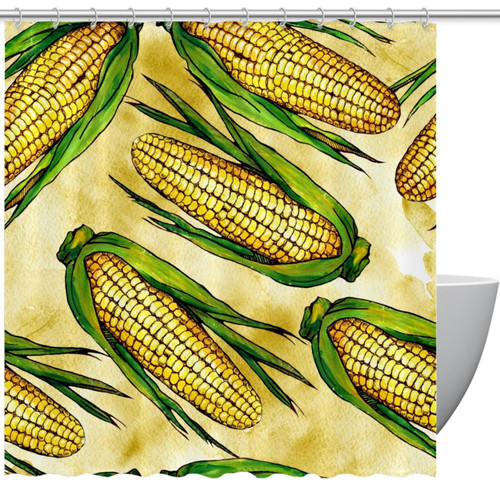 VAPOKF Shower Curtain for Bathroom Decor, Watercolor Corn Pattern Waterproof Polyester Fabric Bath Curtain Set with 12 Hooks - 66x72 Inches