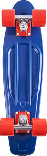 Ten Toes Board Emporium The Quip Complete Skateboard Classic Plastic Mini Cruiser, 22.5", Navy/Red