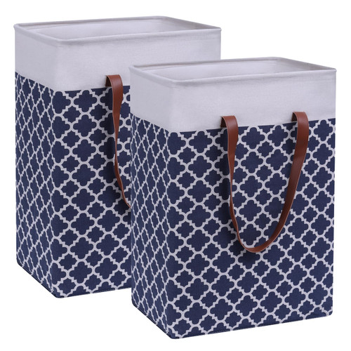MAQIAO 2-Pack Laundry Hamper 75L Collapsible Large Laundry Baskets with Portable Reinforced Handles,Freestanding Waterproof Clothes Hamper Storage Basket for Toys Clothes Organizer(blue DL)
