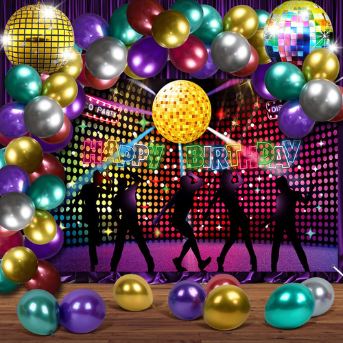 70s Party Decorations Disco Birthday Party Decorations Large Disco Birthday Banner Backdrop and 52 Pieces Disco Ball Balloons Garland Kit Disco Fever Dance Let's Glow Crazy Neon Birthday Party 70s Party Decorations Disco Birthday Party Decorations Large Disco Birthday Banner Backdrop and 52 Pieces Disco Ball Balloons Garland Kit Disco Fever Dance Let's Glow Crazy Neon Birthday Party