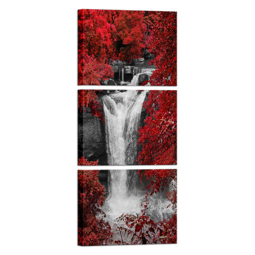 3 Pieces Wall Art Red Trees Forest Black and White Waterfall Landscape Picture Canvas Print Natural Artwork Framed Painting Modern Home Office Bathroom Wall Decoration Ready to Hang 3 Pieces Wall Art Red Trees Forest Black and White Waterfall Landscape Picture Canvas Print Natural Artwork Framed Painting Modern Home Office Bathroom Wall Decoration Ready to Hang