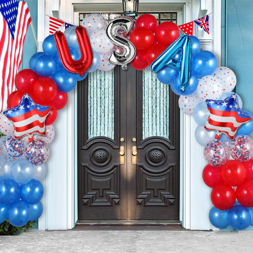 Zhanmai Navy Blue Red White Balloons Decorations 4th of July American Flag Themed Confetti Balloons Garland Kit Independence Day Patriotic Party USA Foil Balloons for Independence Day Supplies Decor Zhanmai Navy Blue Red White Balloons Decorations 4th of July American Flag Themed Confetti Balloons Garland Kit Independence Day Patriotic Party USA Foil Balloons for Independence Day Supplies Decor